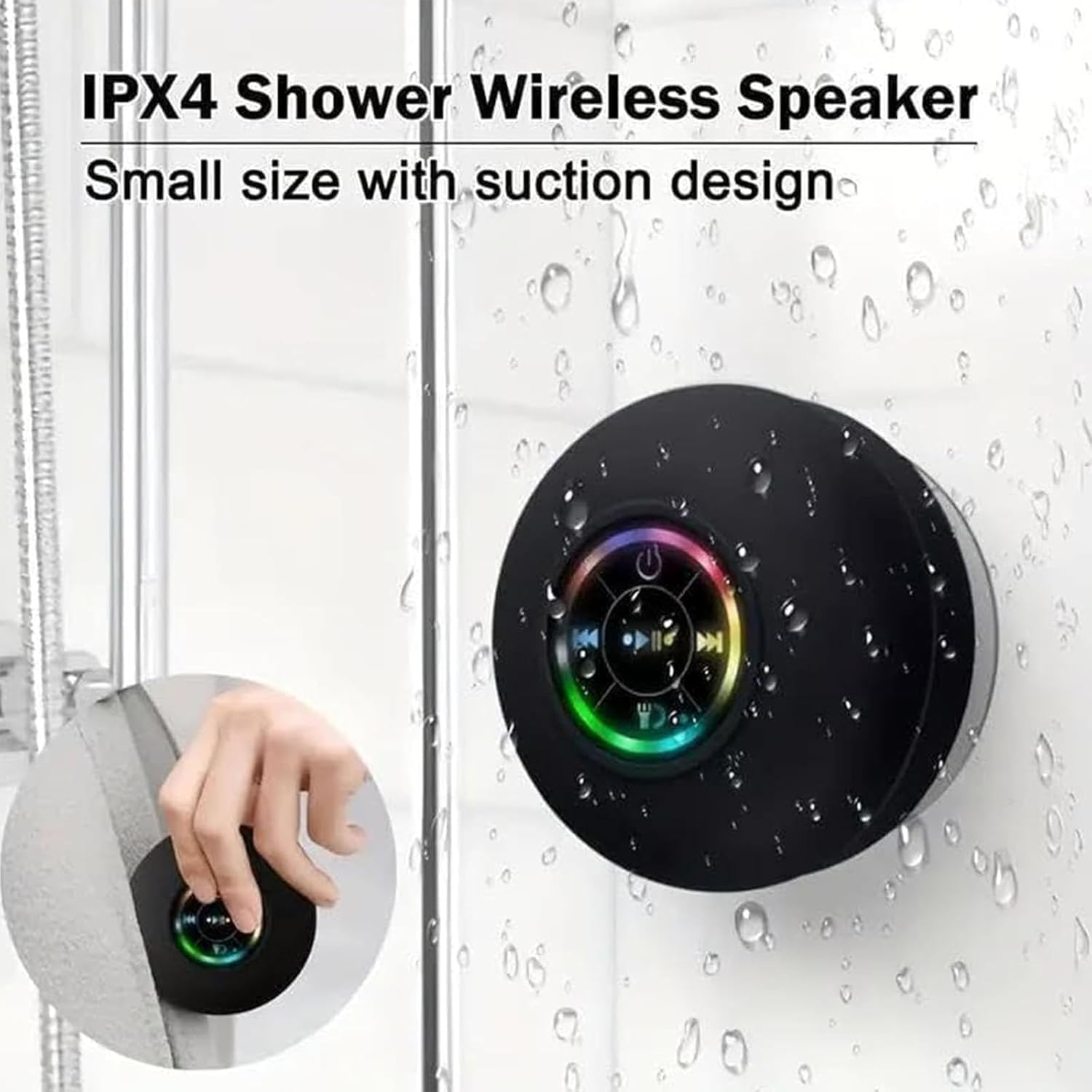 Waterproof Shower Suction Speaker |Bluetooth Shower with Led Light|Wireless Speaker with Suction Cup
