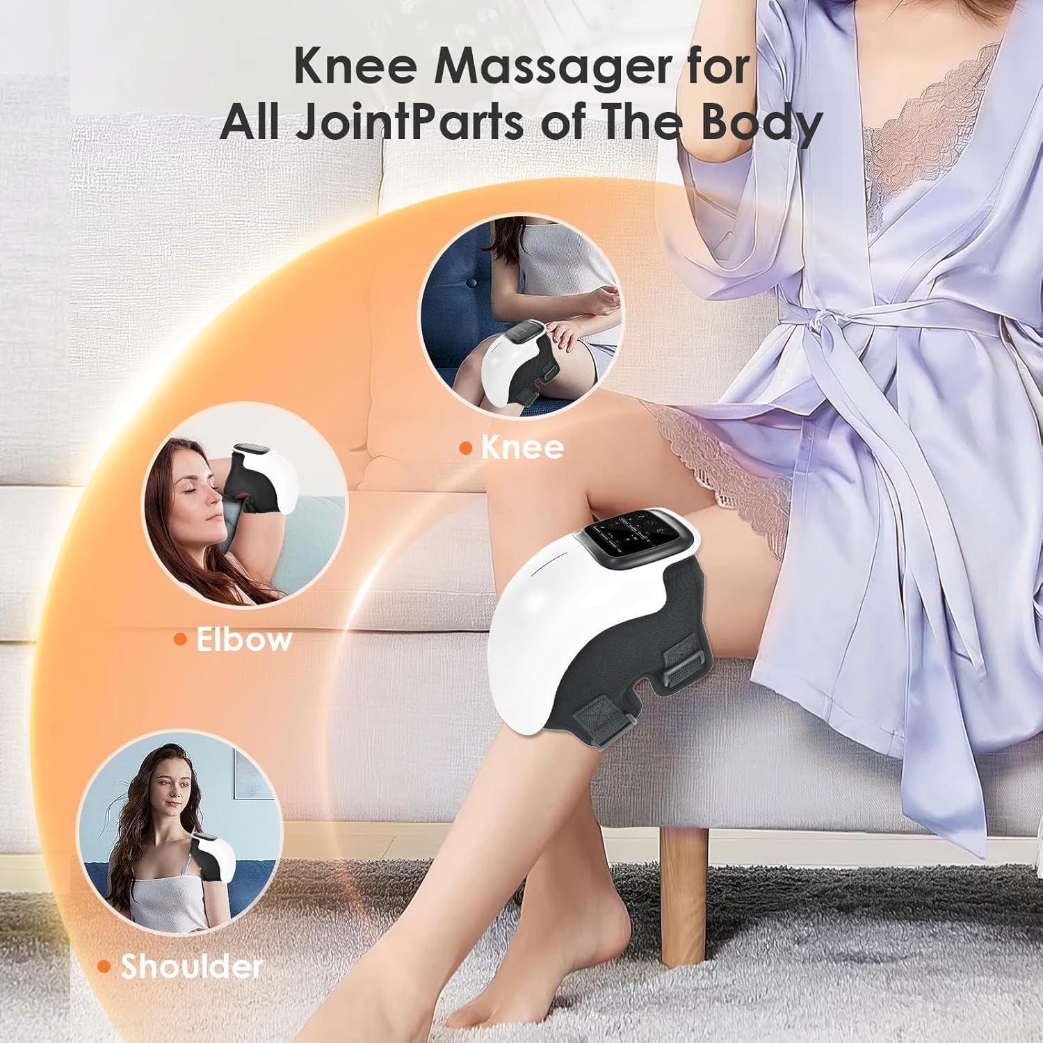 Knee Massager Joint Pain Relief, 3 Adjustable Heat and Vibration for Arthritis, Elbow, Shoulder, LED Touch Screen, Red Light Physiotherapy Massage Machine for Joint Health & Mobility