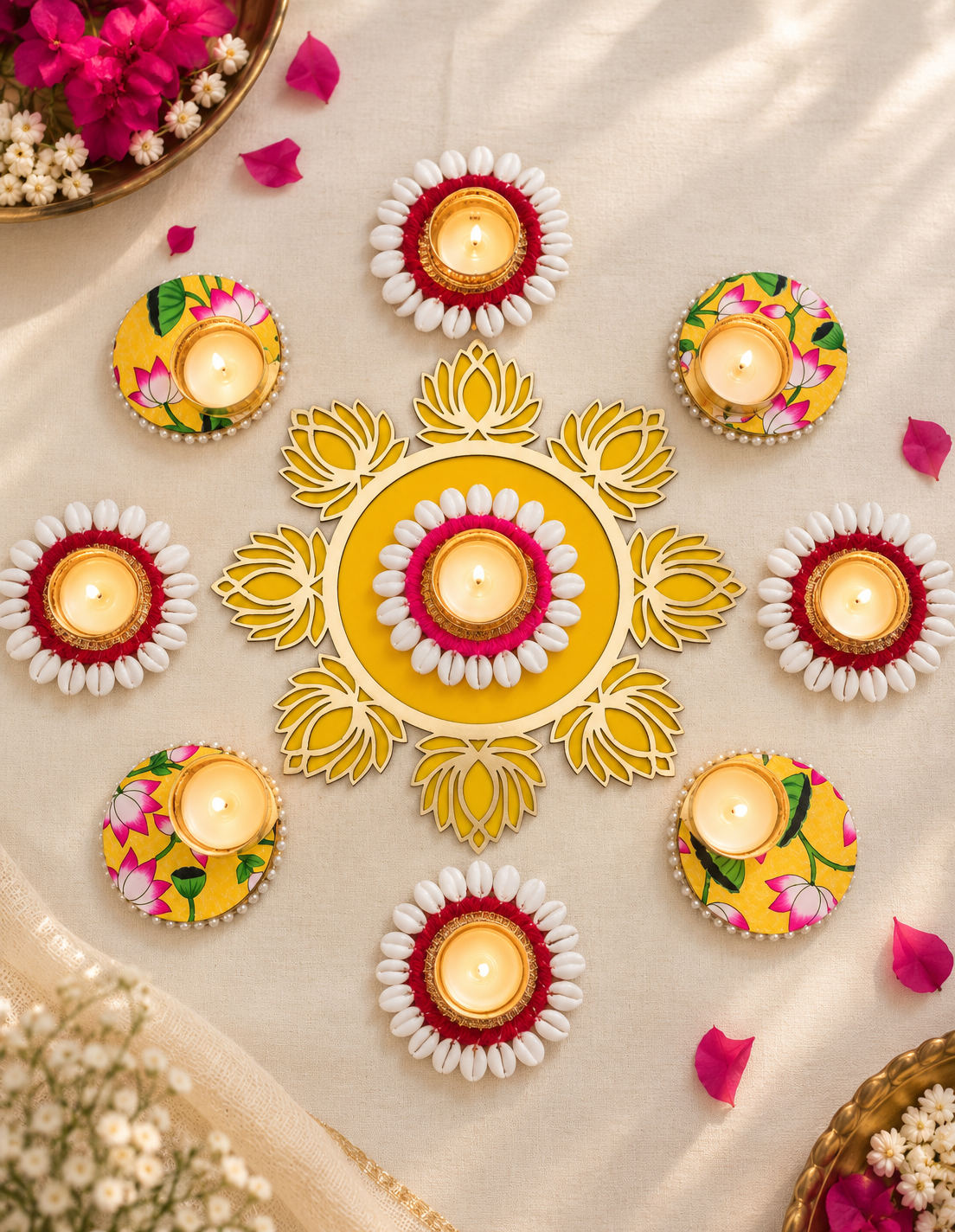 Kamal Rangoli Diya Set