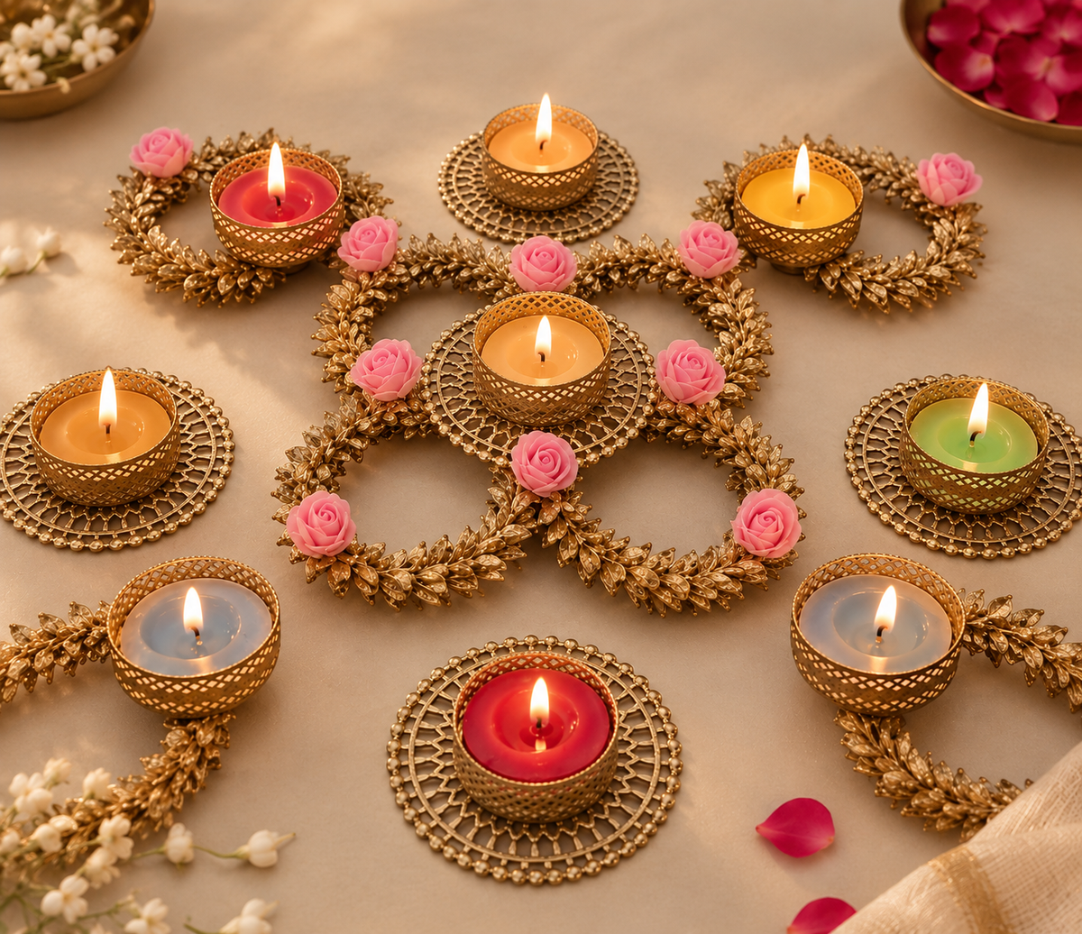 Golden Bloom Rangoli Set
