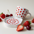 Crimson Hearts Cup & Plate Set