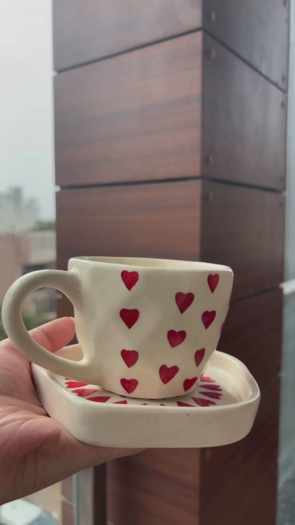 Crimson Hearts Cup & Plate Set